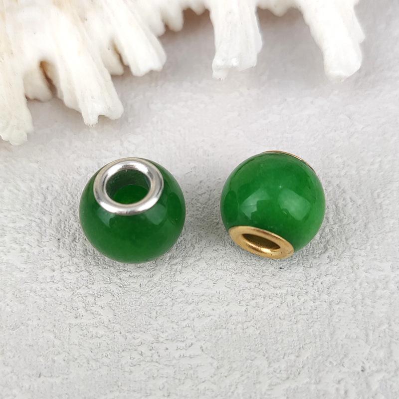 Green Aventurine Large Hole Crystal Beads for DIY Jewelry and Eye Pin Pendant Creations