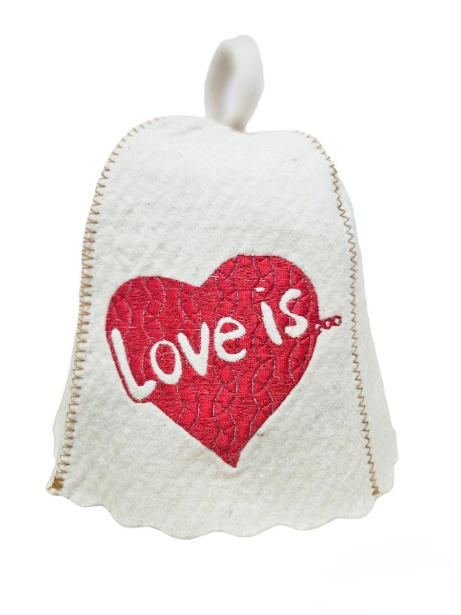 

Шапка для сауни та лазні SUNROZ Love is натуральна повсть Біла (SUN-LA-866)