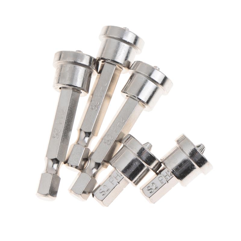 Ensemble de 2 embouts de tournevis Ph2 25 mm + 3 embouts 50 mm pour plaques de plâtre, panneaux de bois, limiteur de profondeur, embouts cruciformes, têtes cruciformes non magnétiques