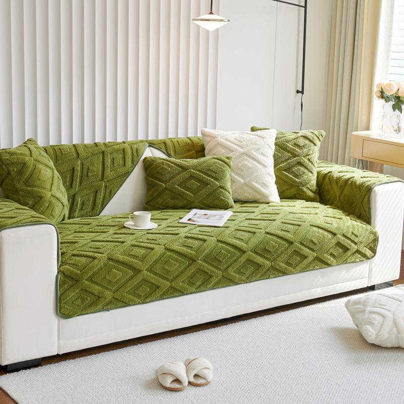 Sofa Cushion Thickened Fleece Cushion Autumn and Winter New Non-Slip Cover Cloth Shu Cotton Velvet Coral Velvet Sofa Cover