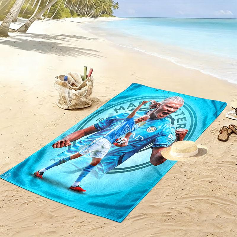 Asciugamano da Spiaggia con Stampa Gol di Haaland, Asciugamano Grande Morbido ad Asciugatura Rapida per Spiaggia Campeggio Nuoto