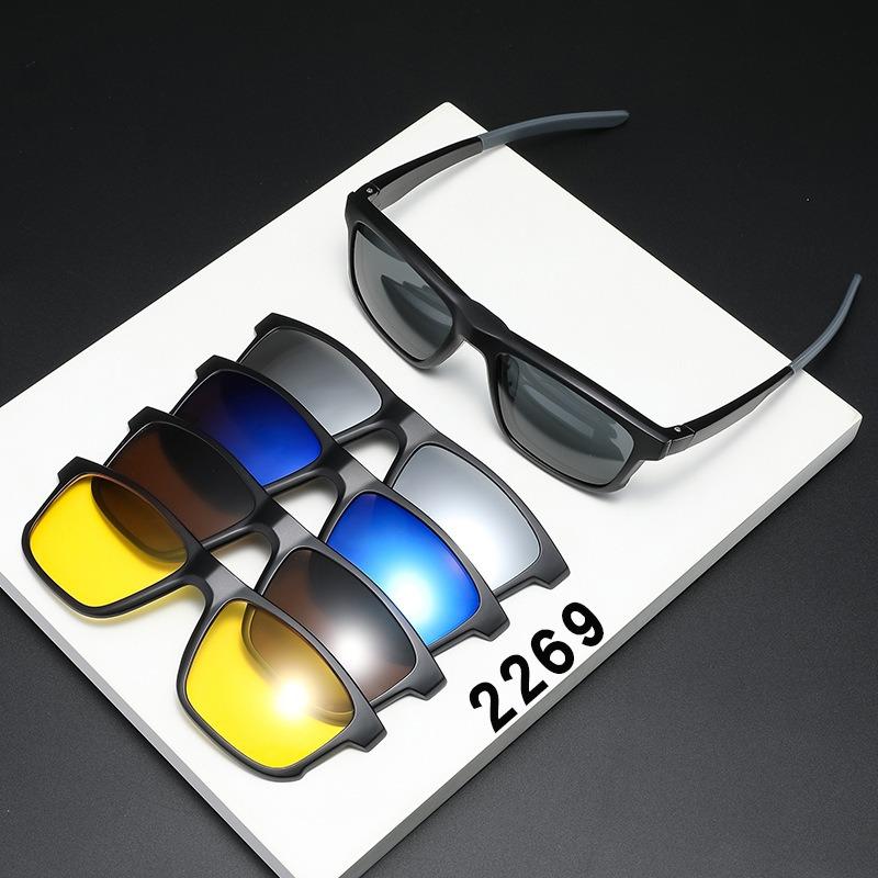 

Eyeglasses Frame Men Women With 5 PCS Clip On Polarized Sunglasses Spectacle Magnetic Glasses Male UV400 Eyeglasses 2269