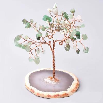 Arbre à Monnaie Cristal Naturel Pierre de Guérison Base Quartz Reiki Pierres Précieuses Fil de Cuivre Enroulé Artisanat Végétal Feng Shui Décoration Intérieure Cadeaux