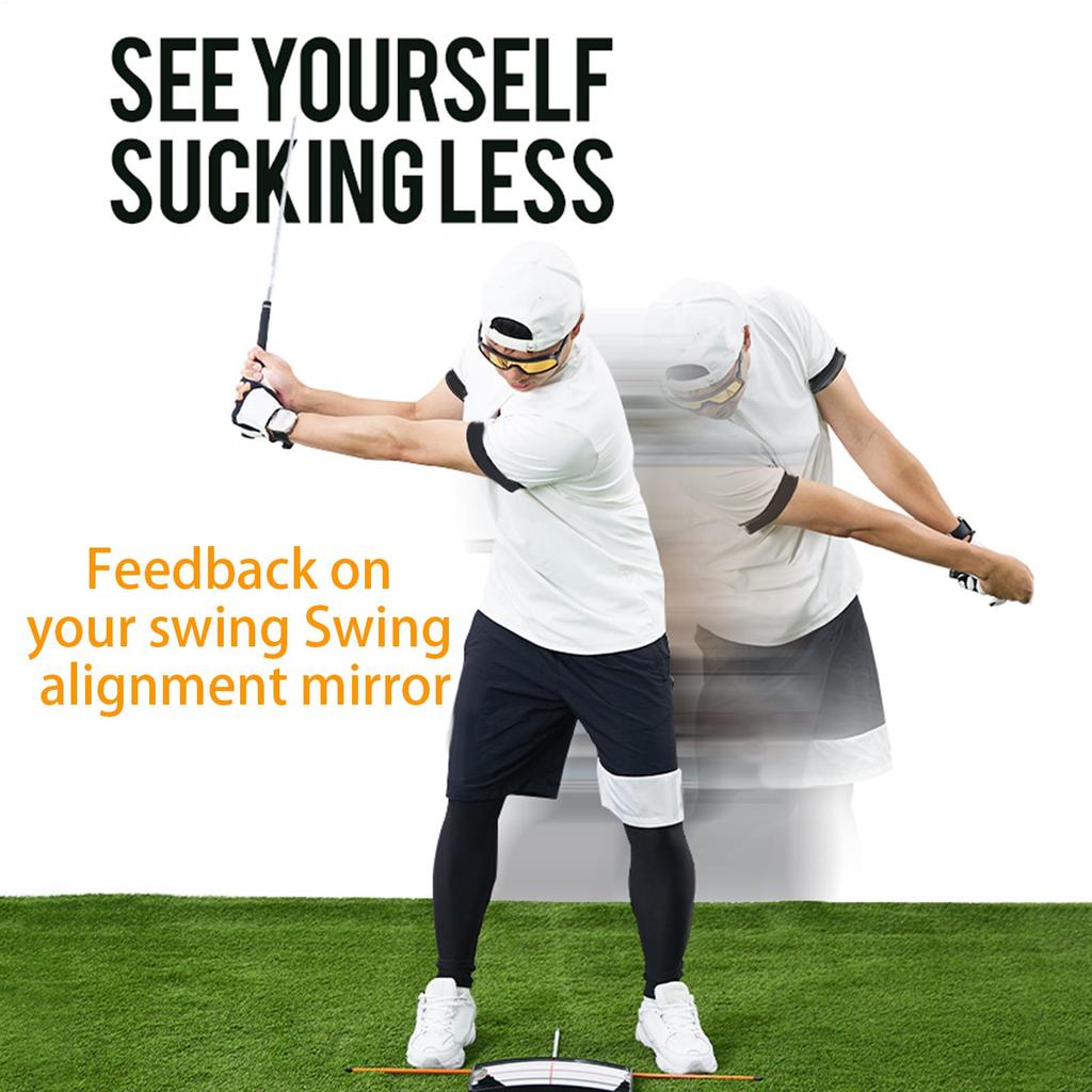 Golf Hitting Postures Correction Mirror Golf Swing Standing Alignment Mirror With Indicator Rod Golf Putting Mirror For Beginner