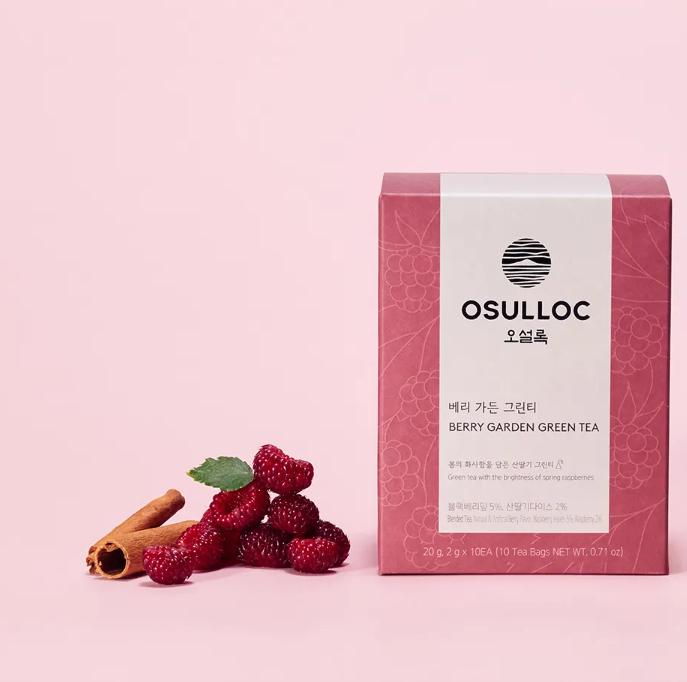 OSULLOC Berry Garden Green Tea 10 Sachets | Fruity Korean Jeju Tea Blend