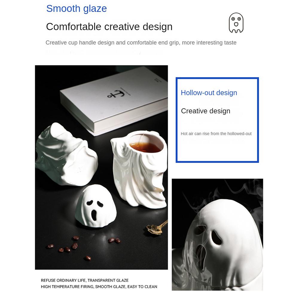 Porcelain Monster Spoof Three-dimensional Shape Ceramic Cup White Ghost Cup Cartoon Mug Halloween Gift Advertising Cup