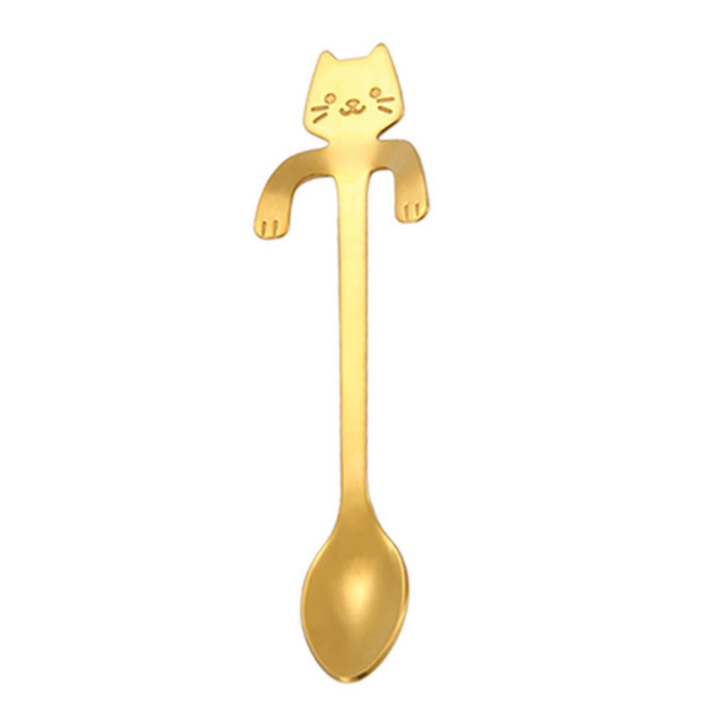 Stainless Steel Cat Spoon Creative Cartoon Hanging Cat Coffee Spoon Mug Stirring Spoon