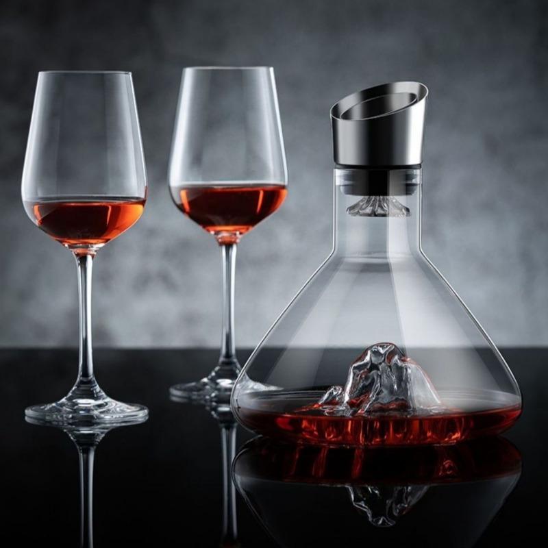 1.5L Waterfall Decanter Household Crystal Glass European Style Light Luxury Transparent Glass Mountain Vision Red Wine Decanter