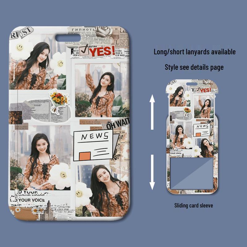 Angelababy Sliding Cover Card Holder for Student ID, Meal Card, Badge, Work Permit, or Bus Pass