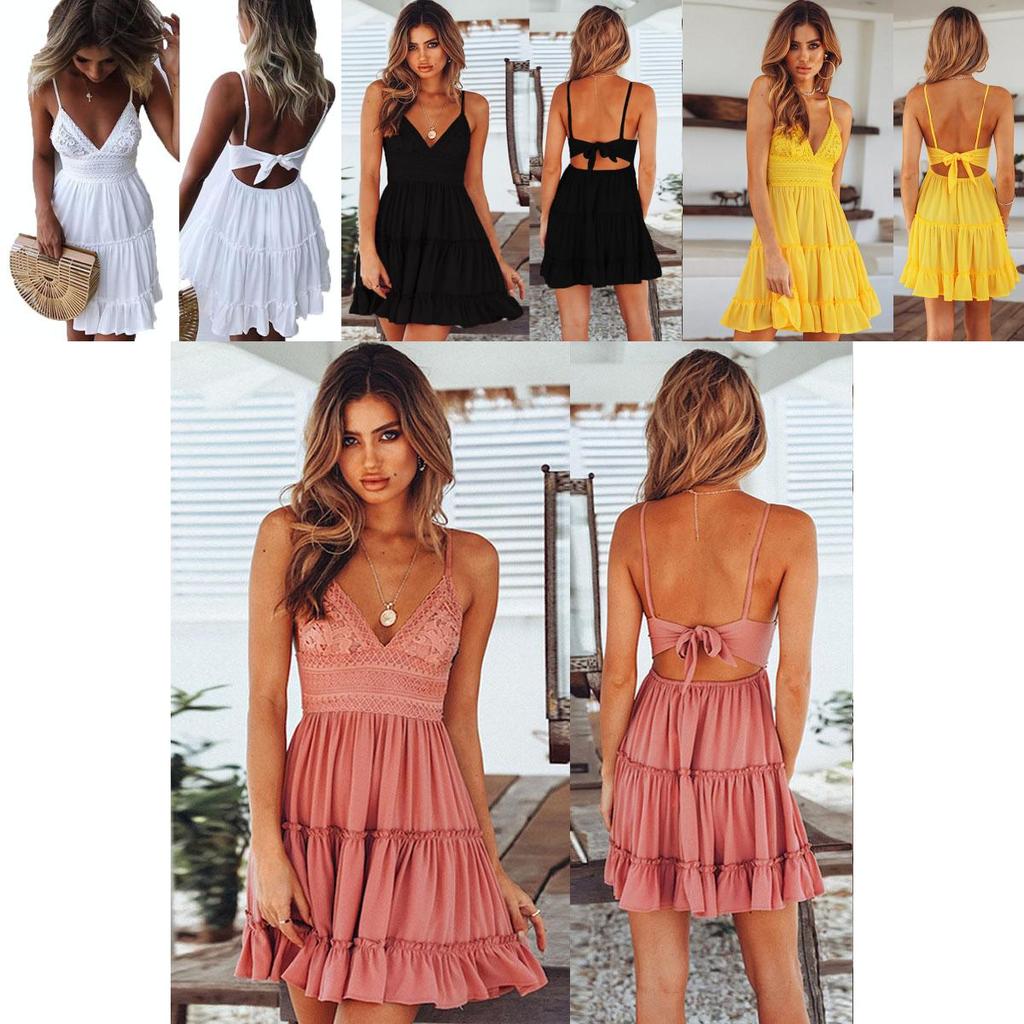 Elegante Mini Abito Estivo Boho da Donna per Cocktail Serali e Feste in Spiaggia