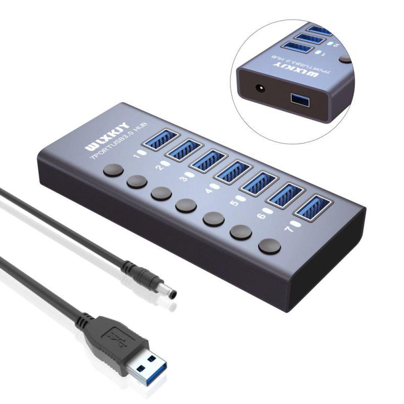 

USB3.0 HUB Splitter 7-портовая док-станция расширения Type-C для быстрой зарядки и быстрой передачи данных с адаптером