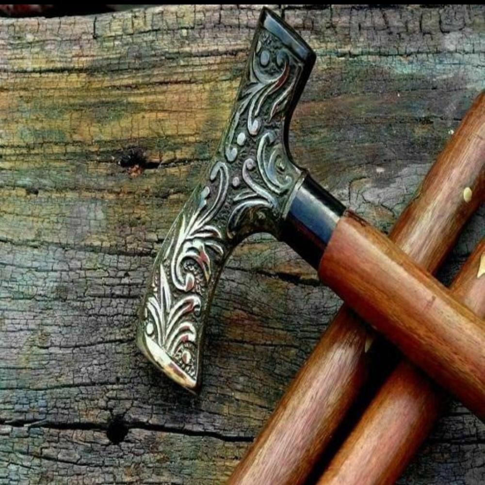 

Трость-трость в форме головы Дерби из латуни в викторианском стиле - ручная работа, 93,98 см как