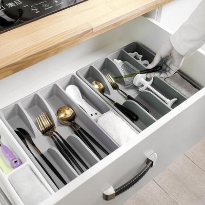 Boîte de rangement pour couverts Classification Organisation Grande capacité Multi-compartiments Vaisselle Plateau Fourchette Baguettes
