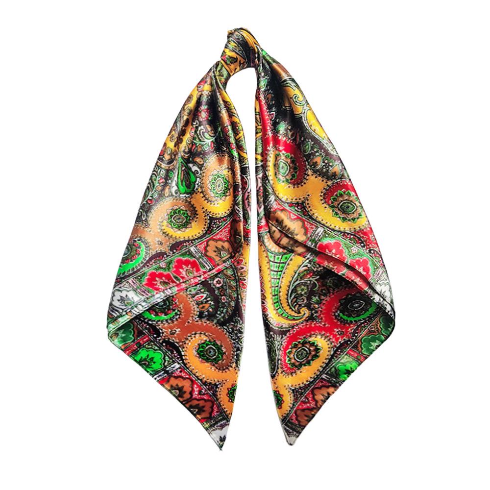 90cm Trendy Paisley Silk-Style Headscarf for Women - European American Design