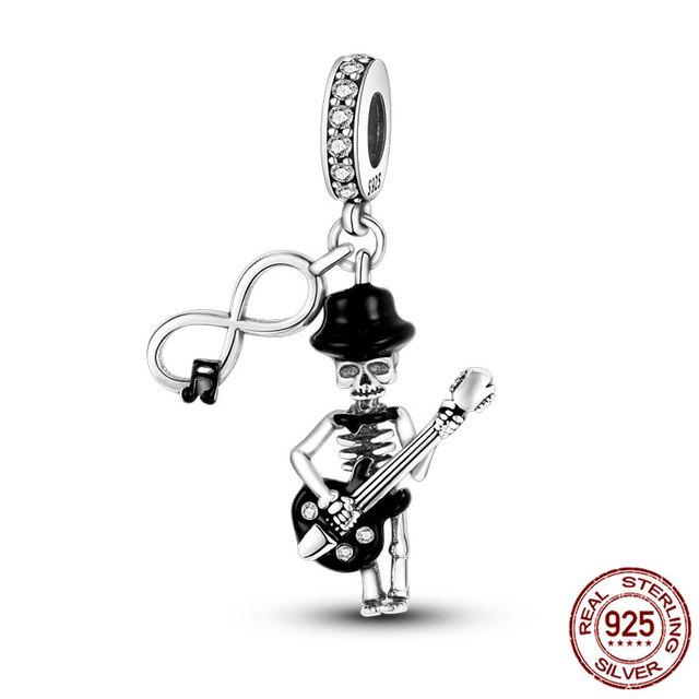 Earphone Travel Shopping Handbag Dangle Charm Silver Color Beads Fit Fashion Original Charm Bracelet Pendant DIY Jewelry Making