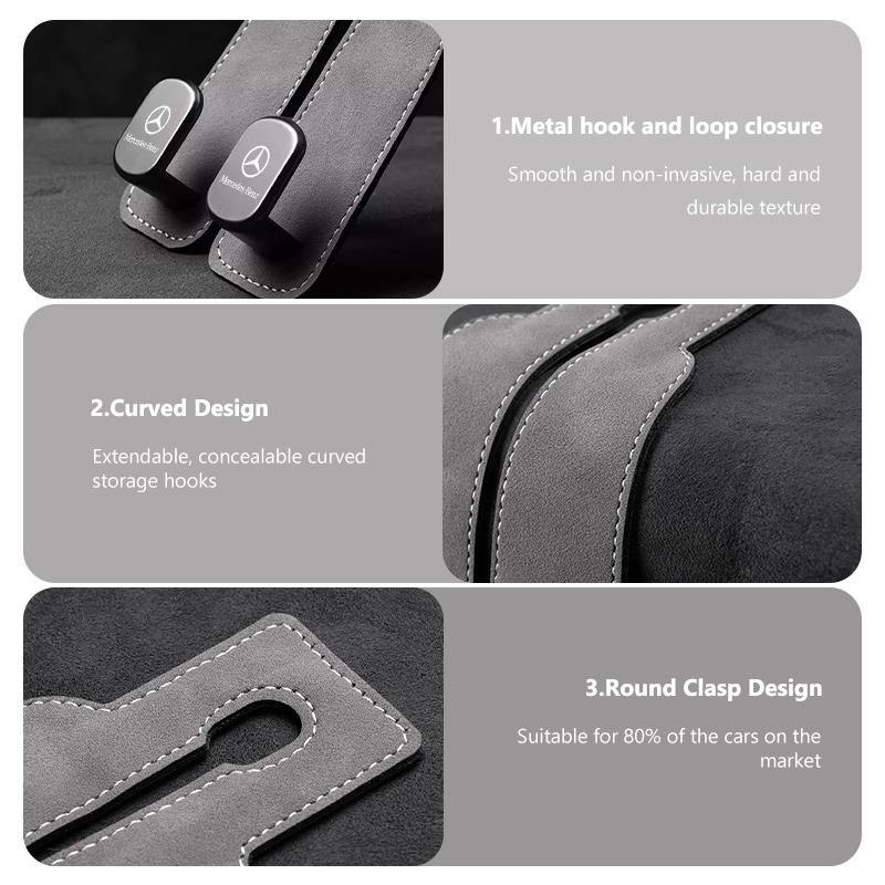 For Benz Car Headrest Hook Suede Rear Seat Hanging Dual Hook Storage Interior Accessories CITAN VITO SPRINTER CLS SLK Sport ML AM0