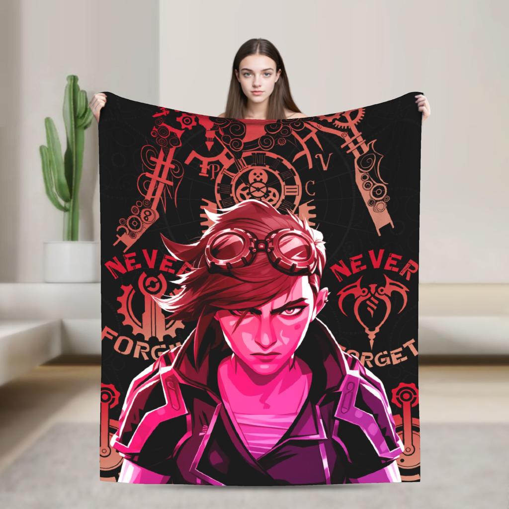 Arcane Flanelldecke Viktor Spiel Anime Jinx Jayce Jesus Sevika Weiche Warme Überwurfdecke für Schlafzimmer Bettdecke Sofabettbezug