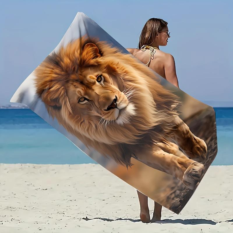 

Lion Pattern Versatile Beach Towel, Suitable for Seaside Swimming Pool Bathroom Camping Yoga Fitness W30*H60(CM)