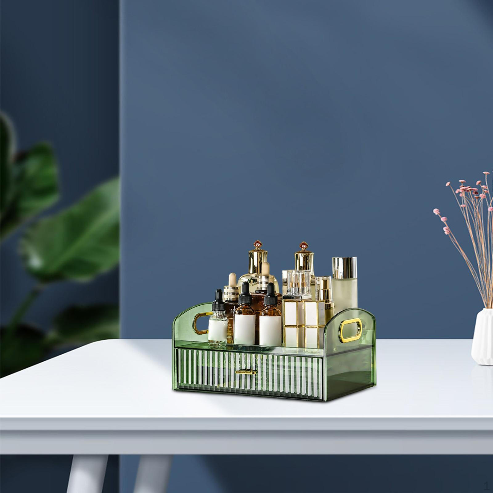 

Makeup Storage Box Countertop Organizer Desktop Display Container for Perfume Lipstick Dresser зелений