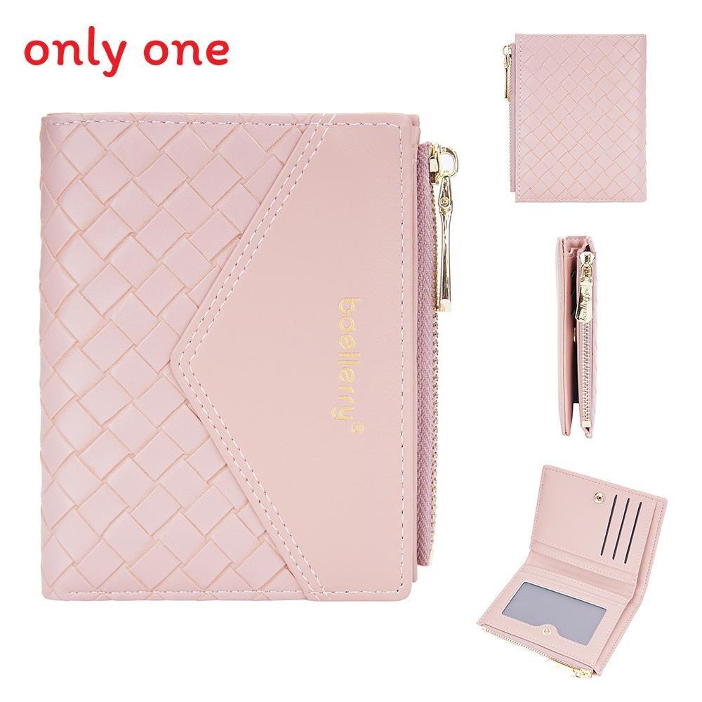 Ladies Fashion Card Holder Pu Material With Weaving Pattern Design And Letter Print For Everyday Carry