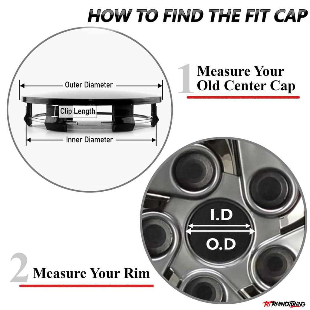 Wheel Center Caps 68mm 61.5mm 4 Pieces Black Wheel Cover Center Cover