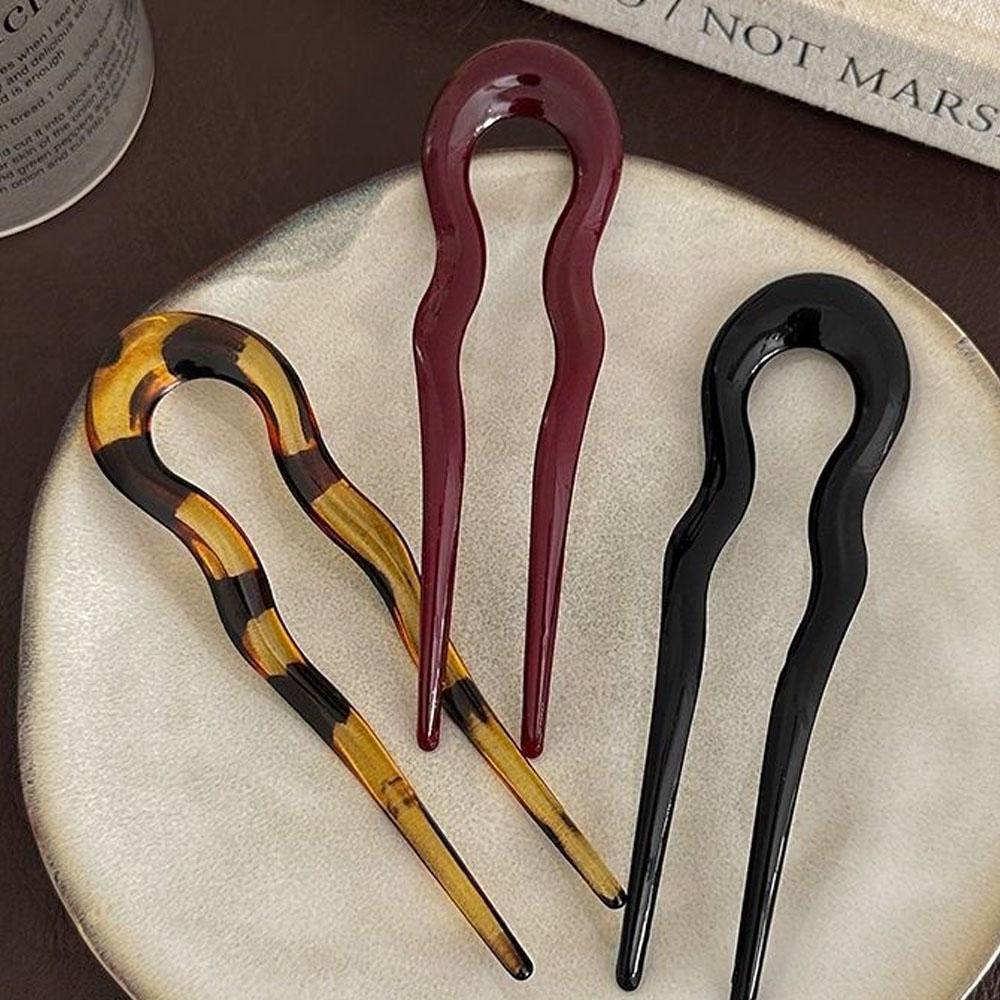 U-Shaped Hair Fork Tortoiseshell Acetate Acrylic Hairpin Hair Sticks Women Girls Design Headwear Elegant Chinese Style
