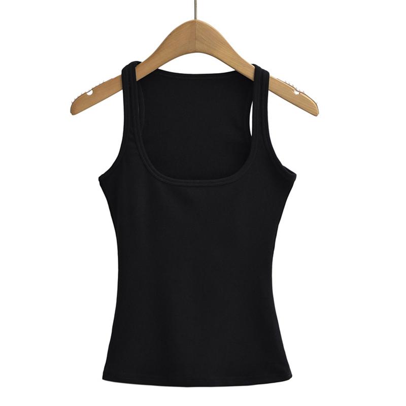 Summer U-neck Sculpted Square Neck Tank Top for Women New Fashionable Sleeveless Top S