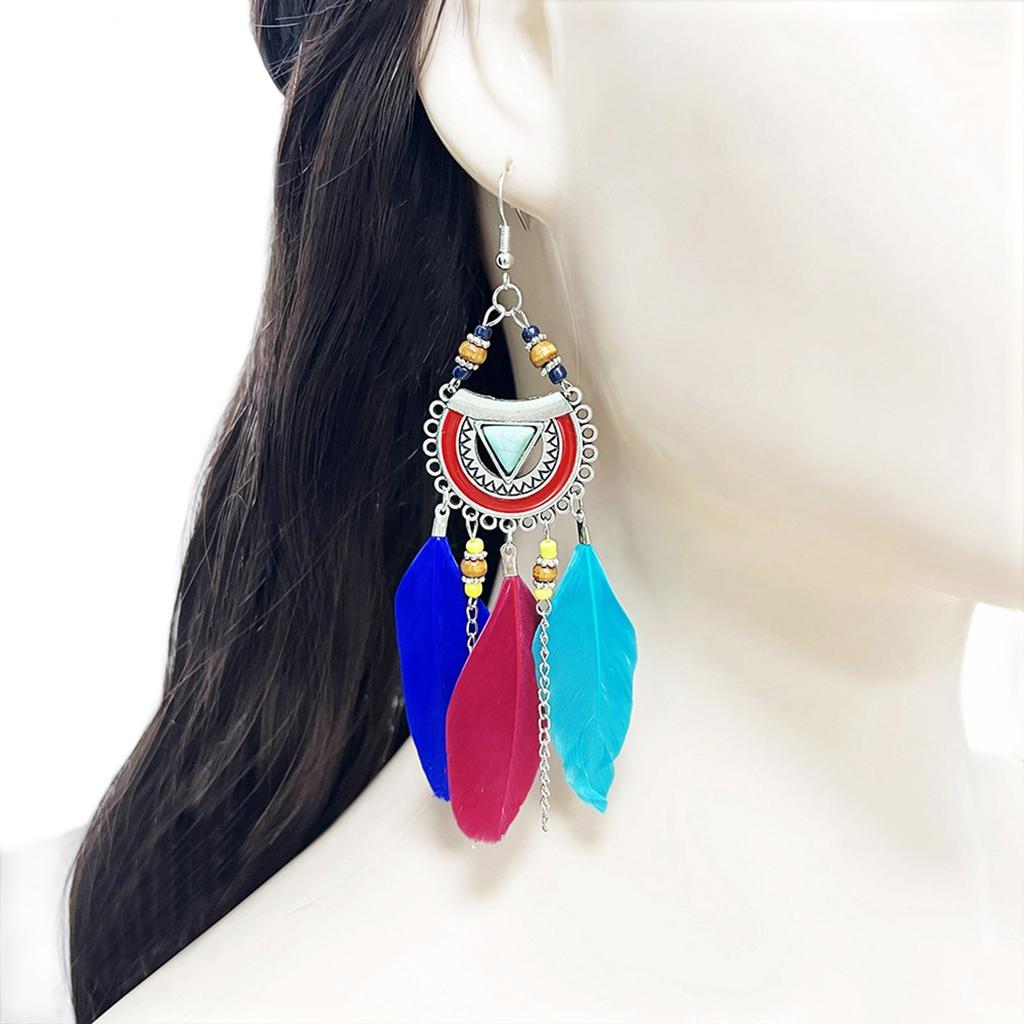 Elegant Feathers Drop Earrings With Moving Tassel Design Perfect For Parties And Daily Wear