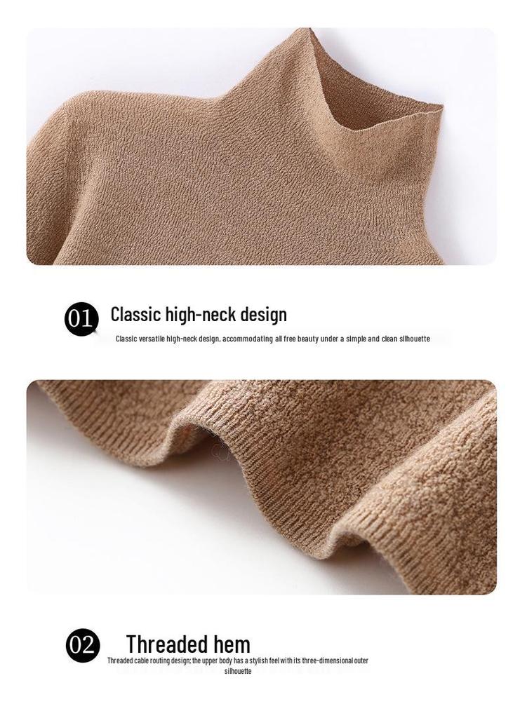 2026 Spring/Summer Korean Style Slim Fit 100% Wool High Neck Solid Knit Sweater