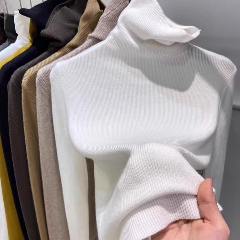 Höst Nya Polotröjor Dam Mode Långärmad Vintertröja Dam Elegant Slim Fit Bas Stickade Tröjor Toppar Kontorsdamer Tröjor 25731