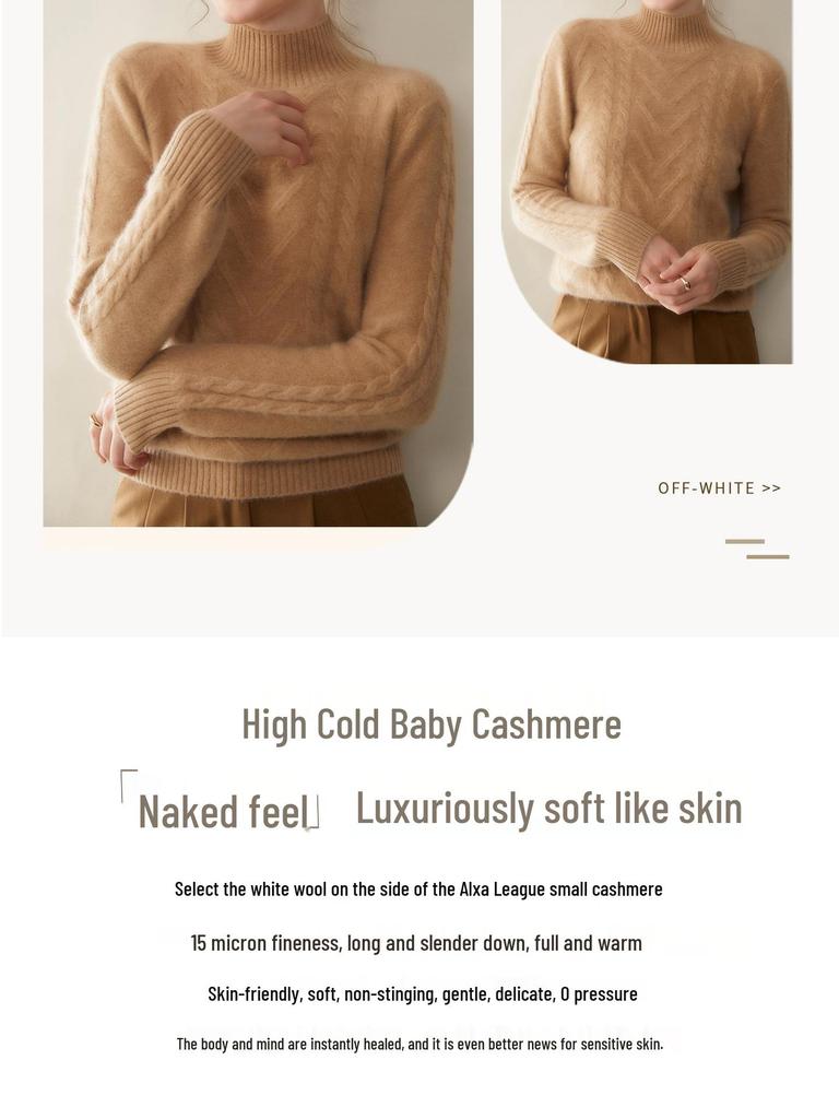 2025 Women's Slimming Cashmere Pullover: Loose Knit Base Layer with Half-High Collar, Warm Inner Wear Sweater.