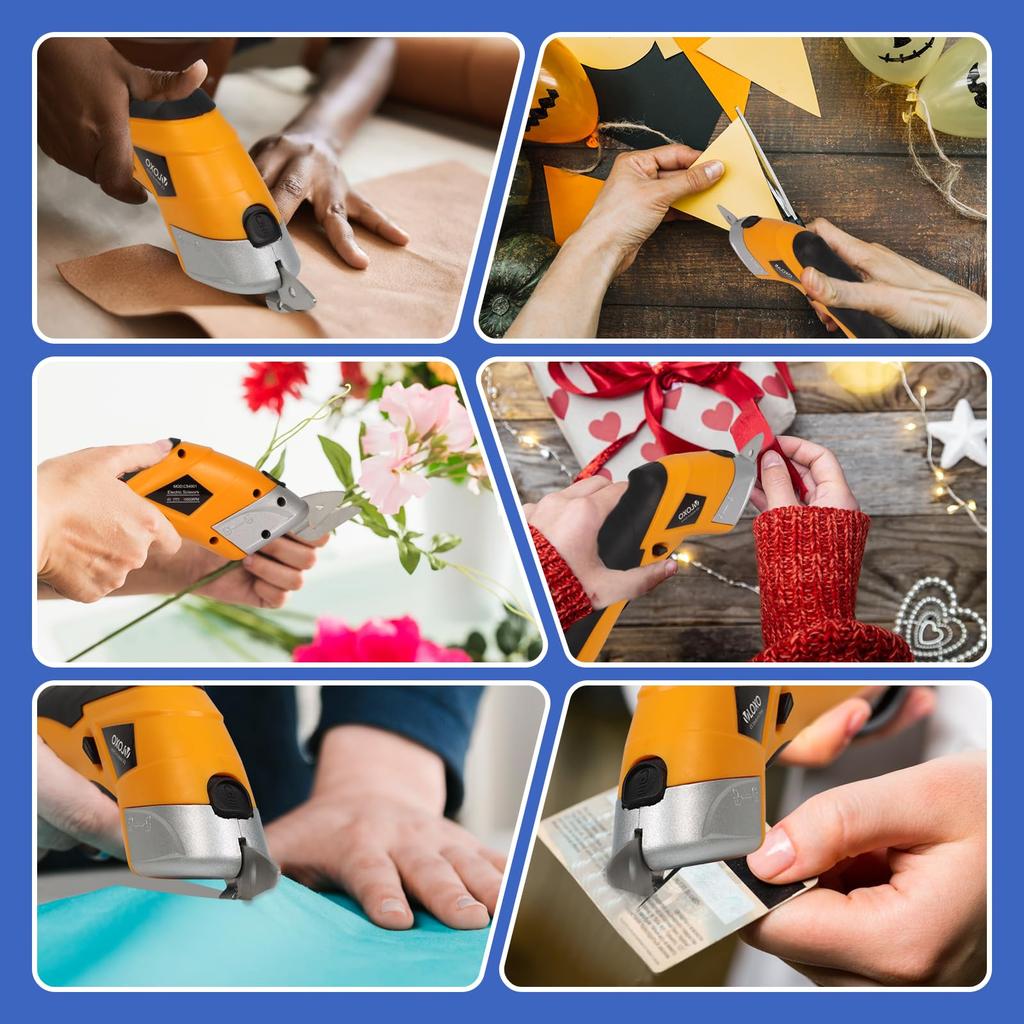 VLOXO Electric Cardboard Rechargeable Scissors for and Rechargeable Electric Work Tool Cutter, Cardboard, Fabric, Carpet, Cardboard, Plastic, More,