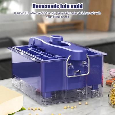 Diy Plastic Tofu Press Mold Homemade Tofu Mold Soybean Curd Tofu Making Mold With Cheese Cloth Kitchen Space Cooking Gray Gadgets