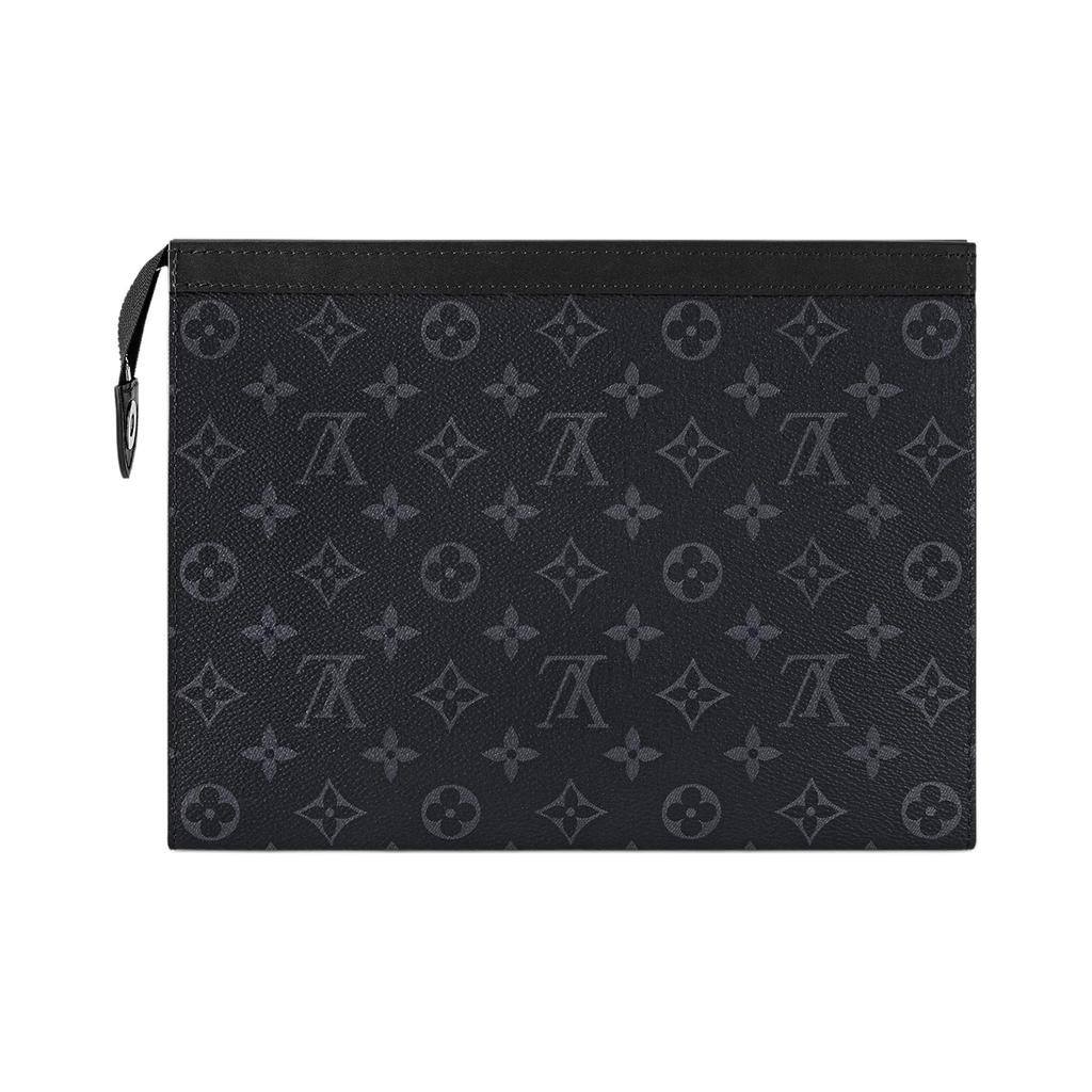 Louis Vuitton Pochette Voyage MM Black Monogram Eclipse Canvas Men Pouches M61692