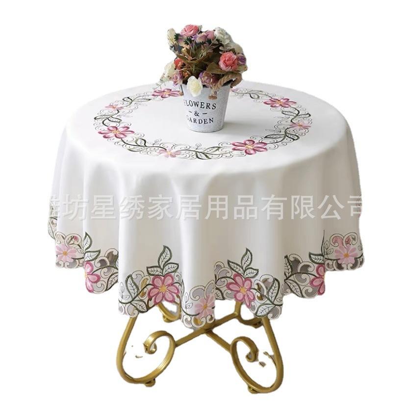 Nordic Round Table Cloth Home Restaurant Small Fresh Embroidery Cloth Round Tablecloth