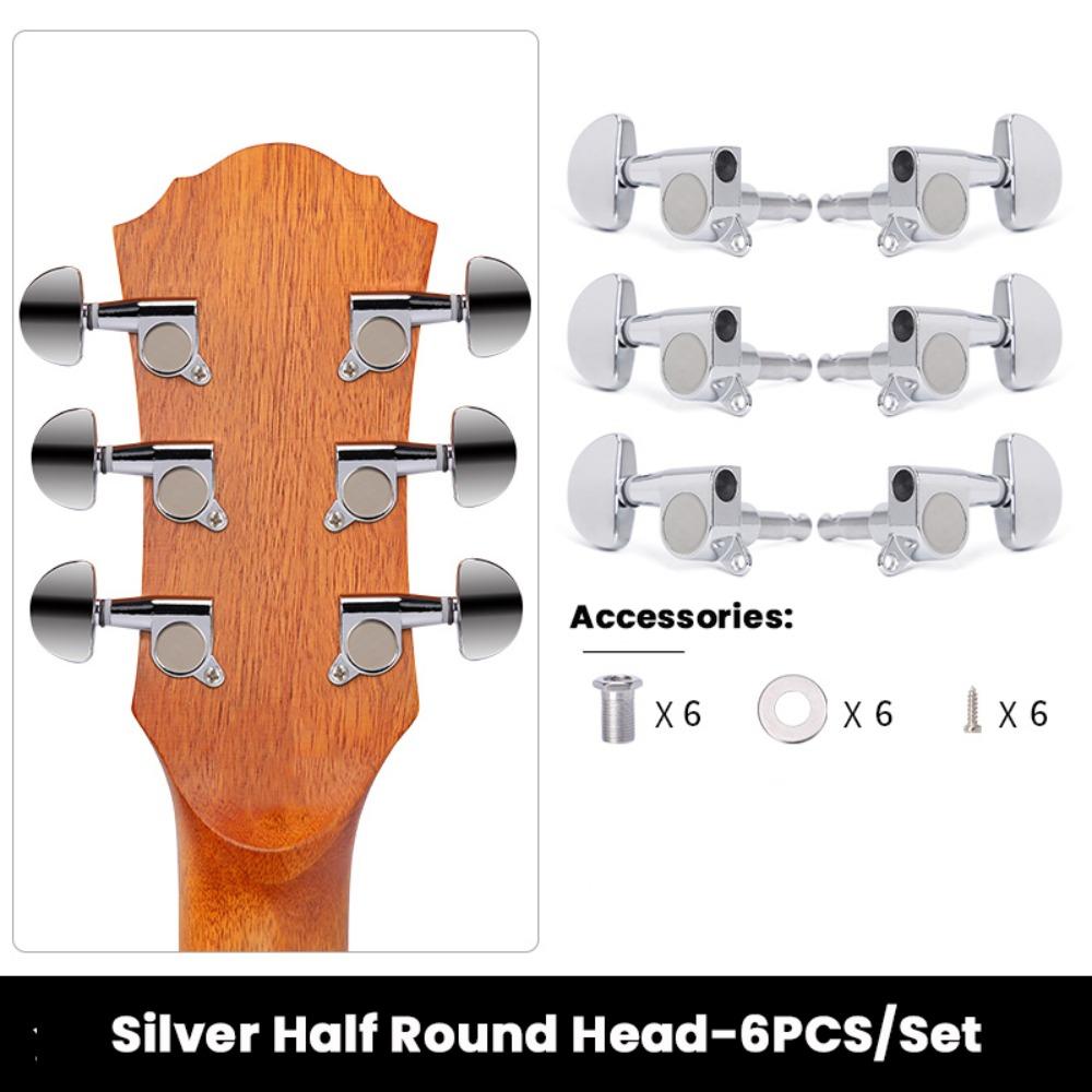 

6PCS Zinc Alloy Guitar Tuning Pegs 3L3R Lock String Tuning Pegs Guitar Tuning Machine Head Silver Harf Round
