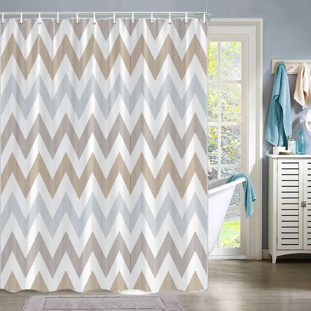 Vintage Abstrakte Geometrische Linien Badezimmervorhang Aztec Duschvorhang Bohemian Heim Badezimmer Dekor Polyester Duschvorhänge