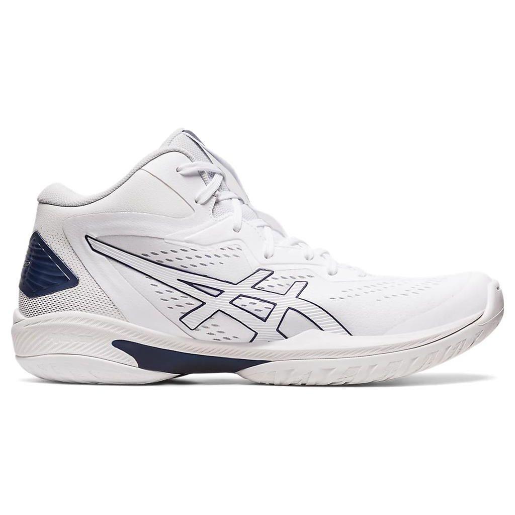 Asics Gel-Hoop V15 Round Toe Lace-Up Cushioning Mid-Top Basketball Shoes Men sneakers White Navy-Blue 1063A064-102