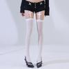 Women's Sexy Suspender Thigh High Stockings Velvet Thin Black and White Irregular Exposed Skin JK Japanese Over-the-knee Socks