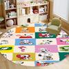 Kawaii Snoopy Round Rug Cute Cartoon Printed Circular Carpet Anti-Slip Floor Mat for Kids Room Nursery Decor