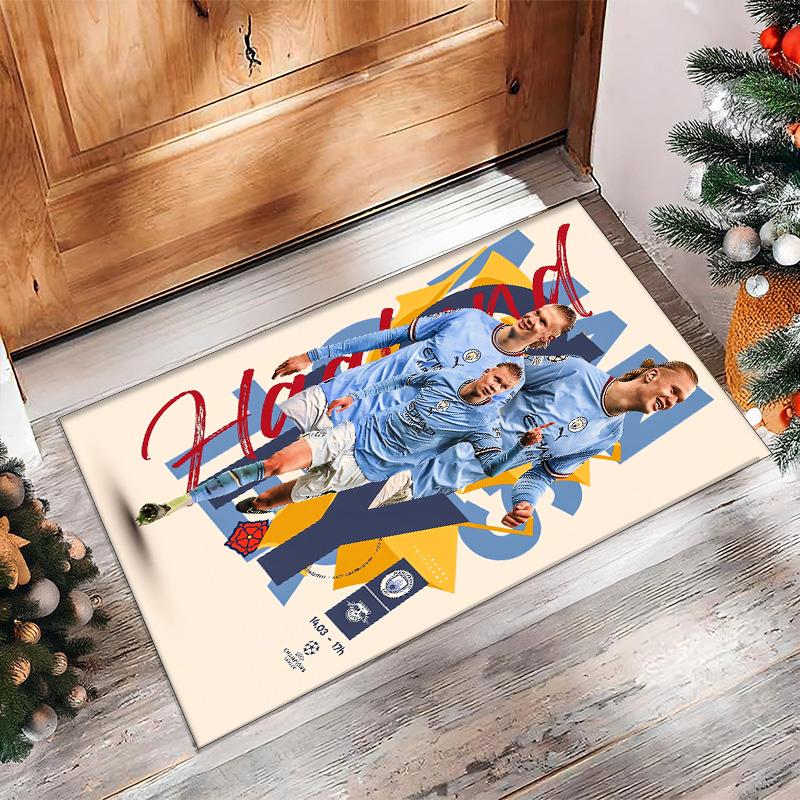 Erling Haaland Printed Flannel Area Rug Non Slip Soft Polyester Floor Carpet Indoor Decor Mat for Bedroom Living Room Sofa