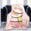 Happy Sushi Asian Influence Flannel printed blanket suitable for all seasons suitable for living room office sofa and travel