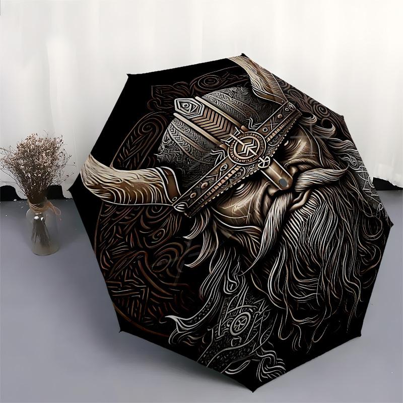 1pc Viking helmetOpen/Close Umbrella-Windproof, Compact Travel Umbrella, Sturdy 8-Rib Shaft1147