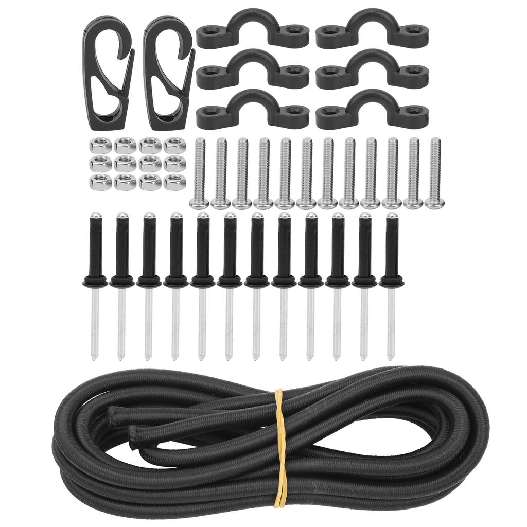 Kayak Canoe Elastic Rope with Hook Fixed C Shape Buckle Outdoor Fishing Boating Strap Kit