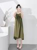 Suspender nightgown women's summer sexy long can wear cotton silk pajamas spring and autumn thin high-end loungewear
