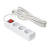 Home Extension Cord, 3 Sockets, 3m, with Grounding and Switch, White