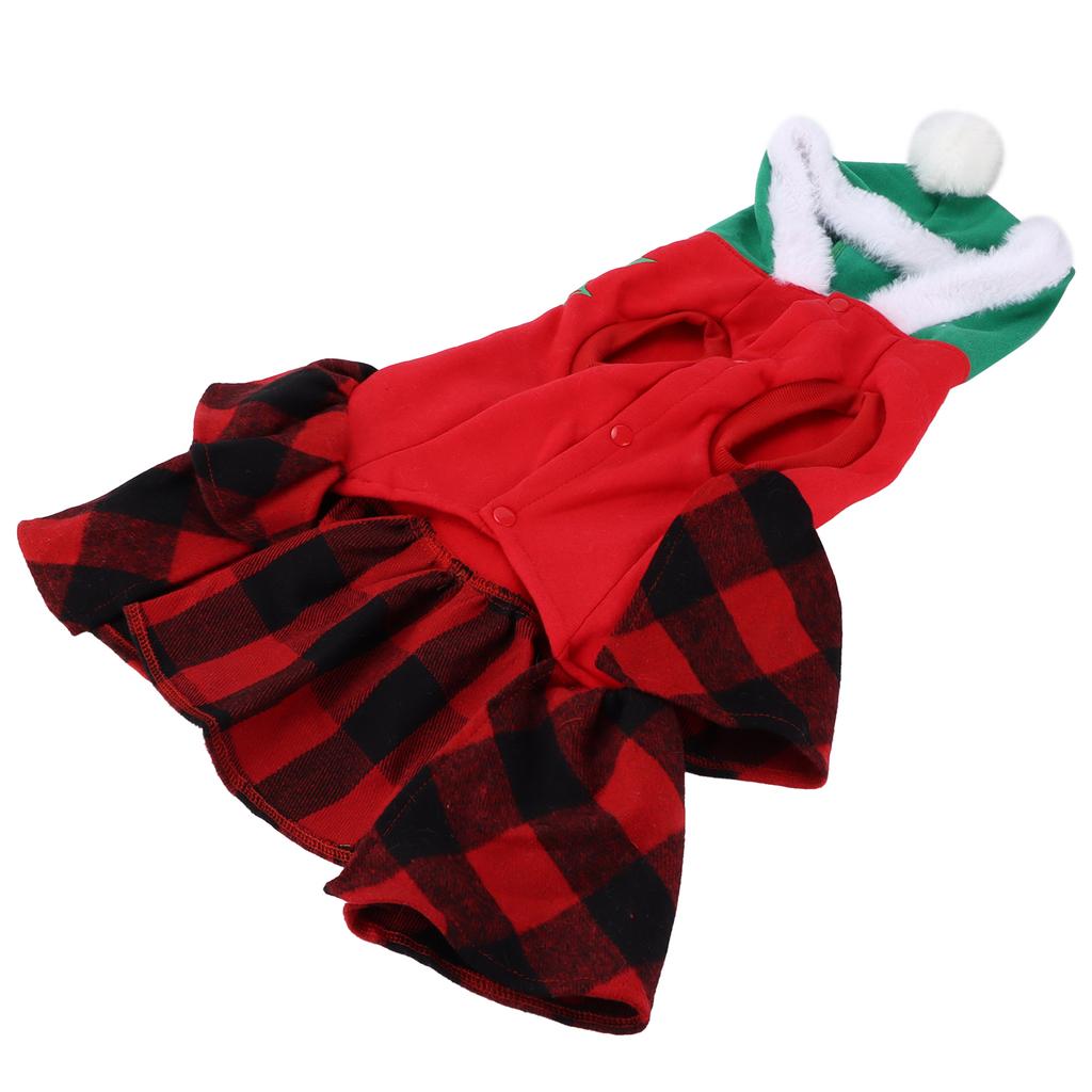Weihnachts Hunde Katzen Kleid Warm und Leicht Kariertes Netz Herbst und Winter Haustierkleidung