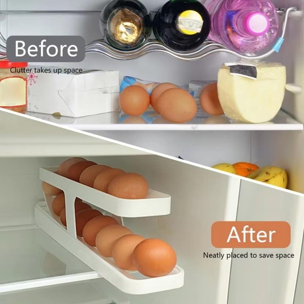 Rolldown Design Egg Dispenser Box Automatic Scrolling Automatic Rolling Egg Holder  Kitchen Storage