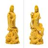 Hanlou Art Sculpture Buddhist Statue, Kannon Statue, Dragon-Riding Kannon, Dragon Kannon Ornament, Wood Carving, Buddhist Altar Statue, Prayer, Protec