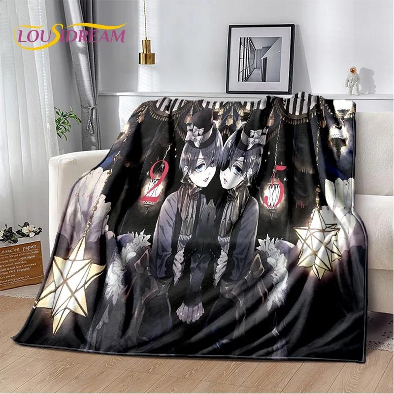 Cartoon Black Butler Anime 3D-Decke, weiche Überwurfdecke für Zuhause, Schlafzimmer, Bett, Sofa, Picknick, Reisen, Büro, Ruhebezug, Decke für Kinder